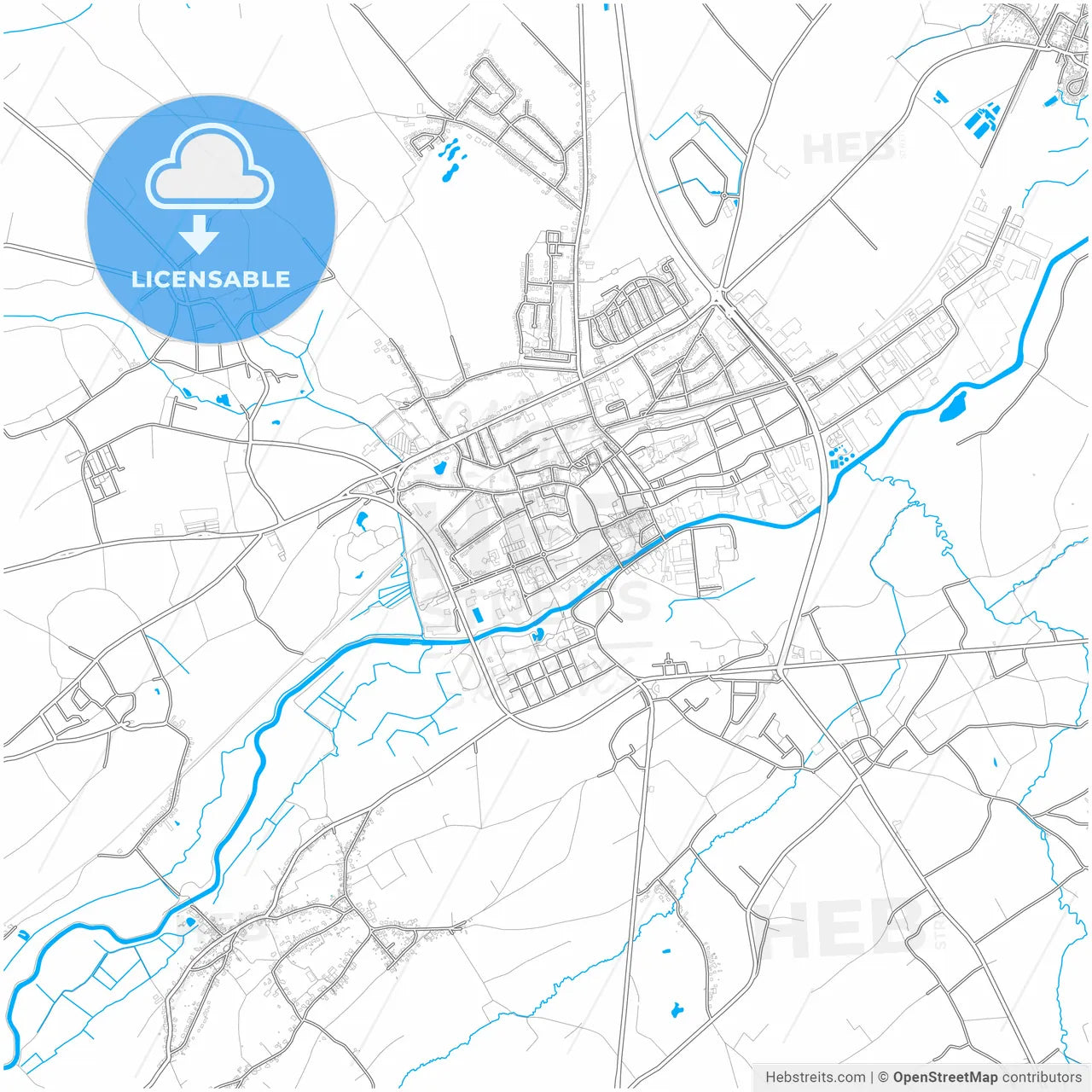Ninove, East Flanders, Belgium, city map with high resolution roads.