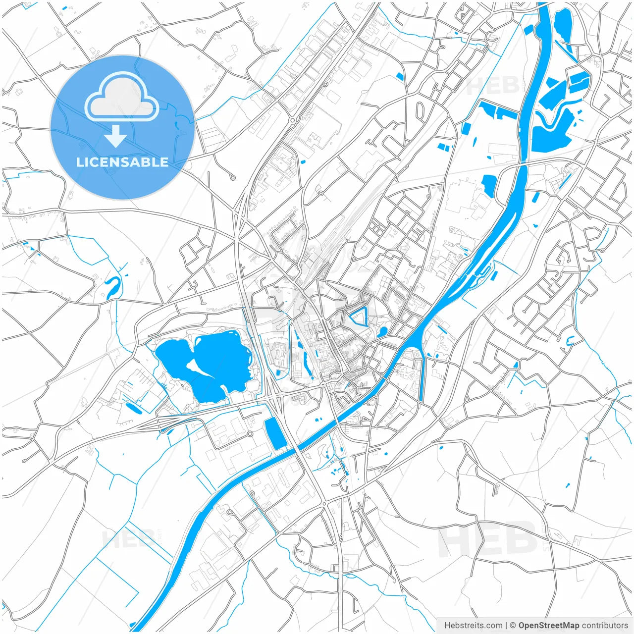 Oudenaarde, East Flanders, Belgium, city map with high resolution roads.
