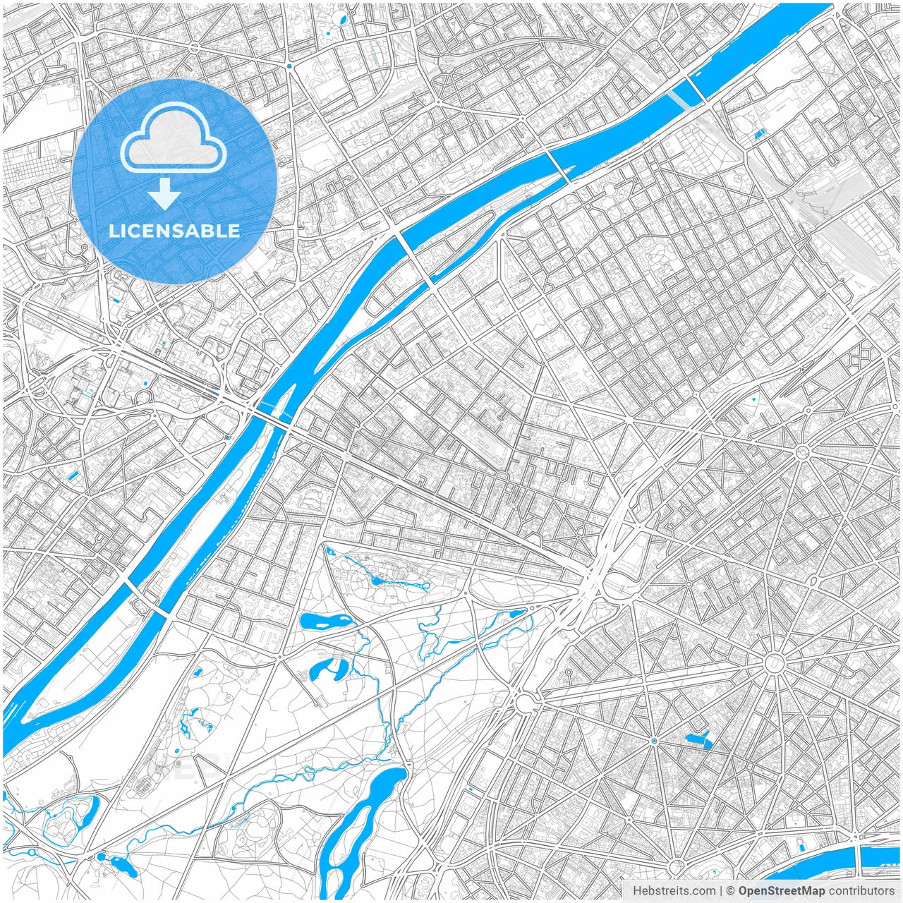 Neuilly-sur-Seine, France, city map with high resolution roads.