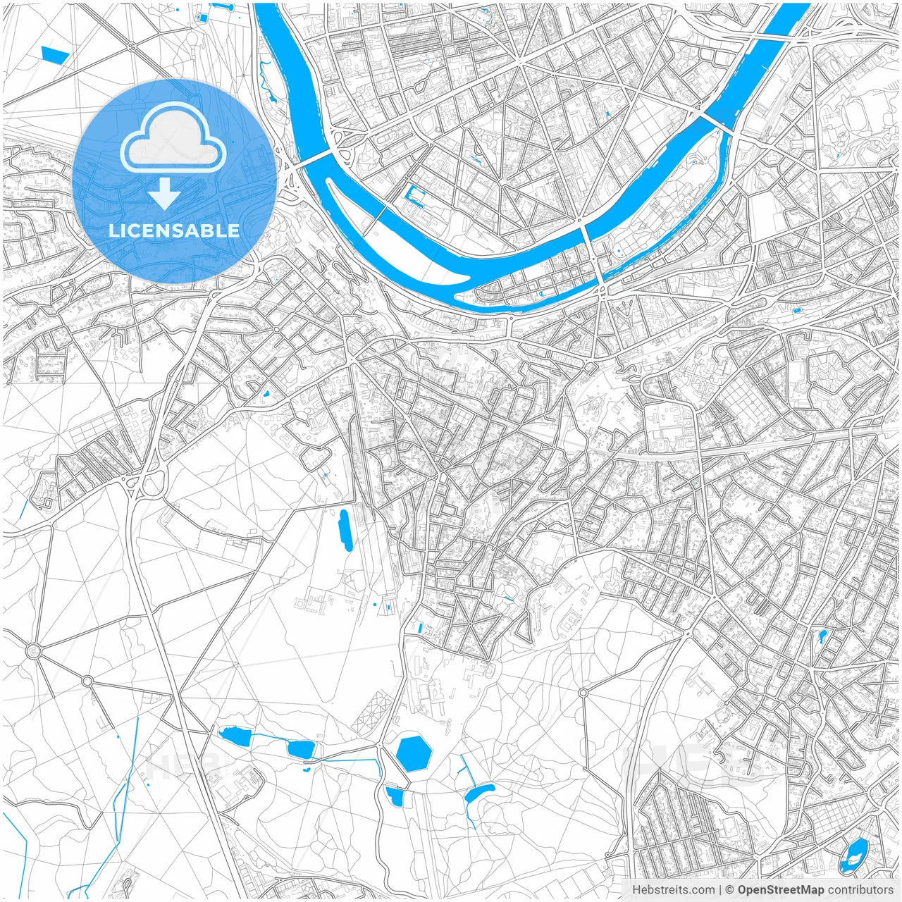 Meudon, Hauts-de-Seine, France, city map with high resolution roads.