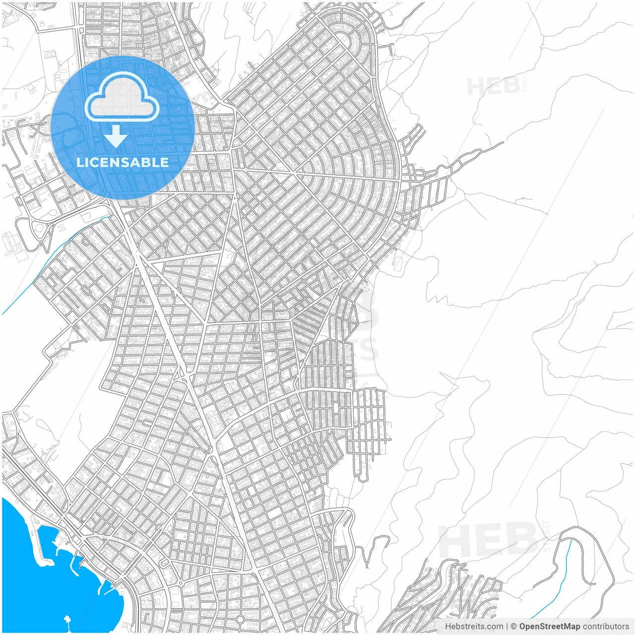 Glyfada, Attica, Greece, city map with high resolution roads.