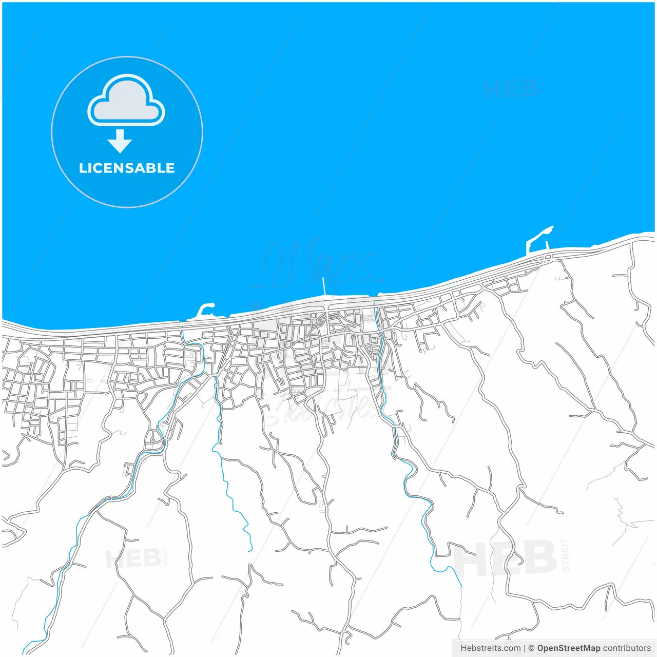 Bulancak, Giresun, Turkey, city map with high resolution roads.