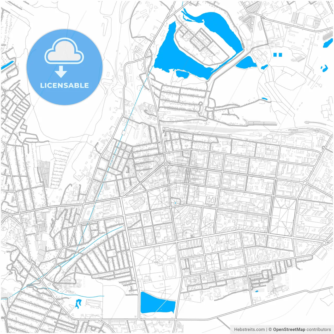 Kryvyi Rih, Dnipropetrovsk Oblast, Ukraine, city map with high resolution roads.