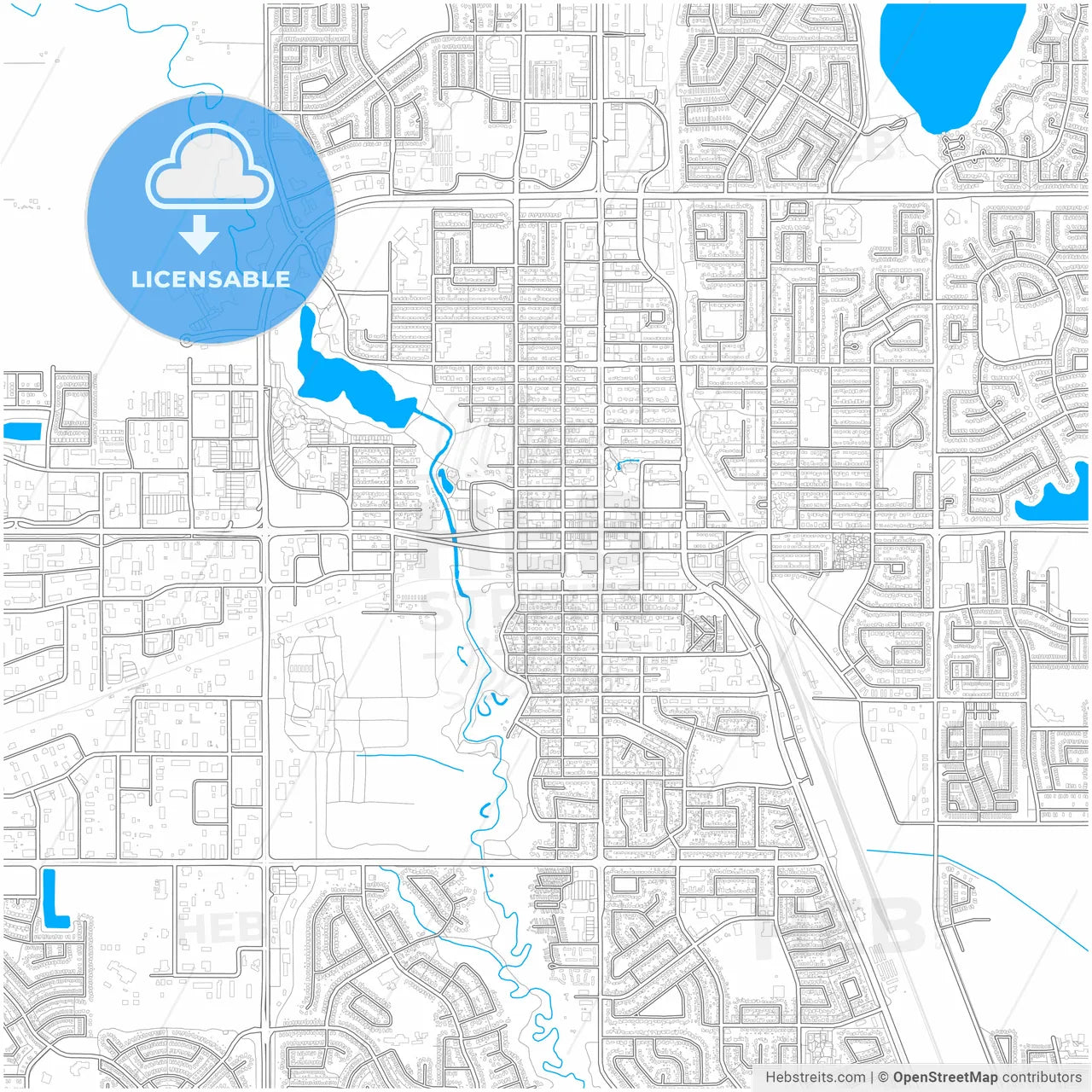 Grande Prairie, Alberta, Canada, city map with high resolution roads.