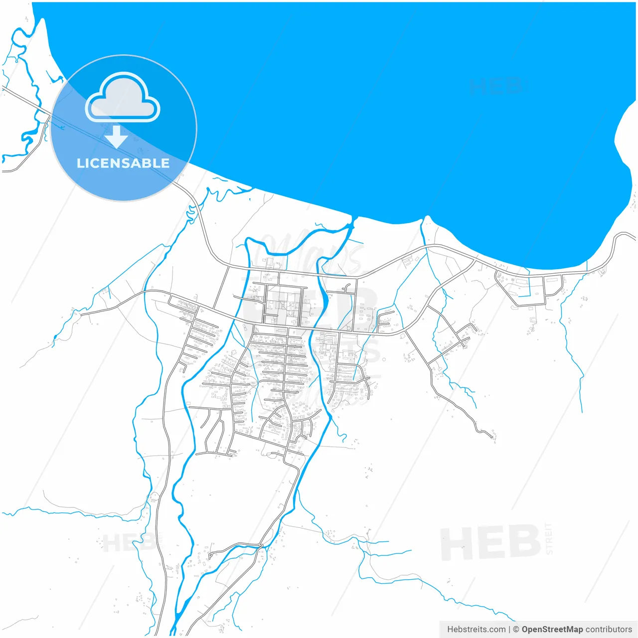 Arawa, Bougainville, Papua New Guinea, city map with high resolution roads.