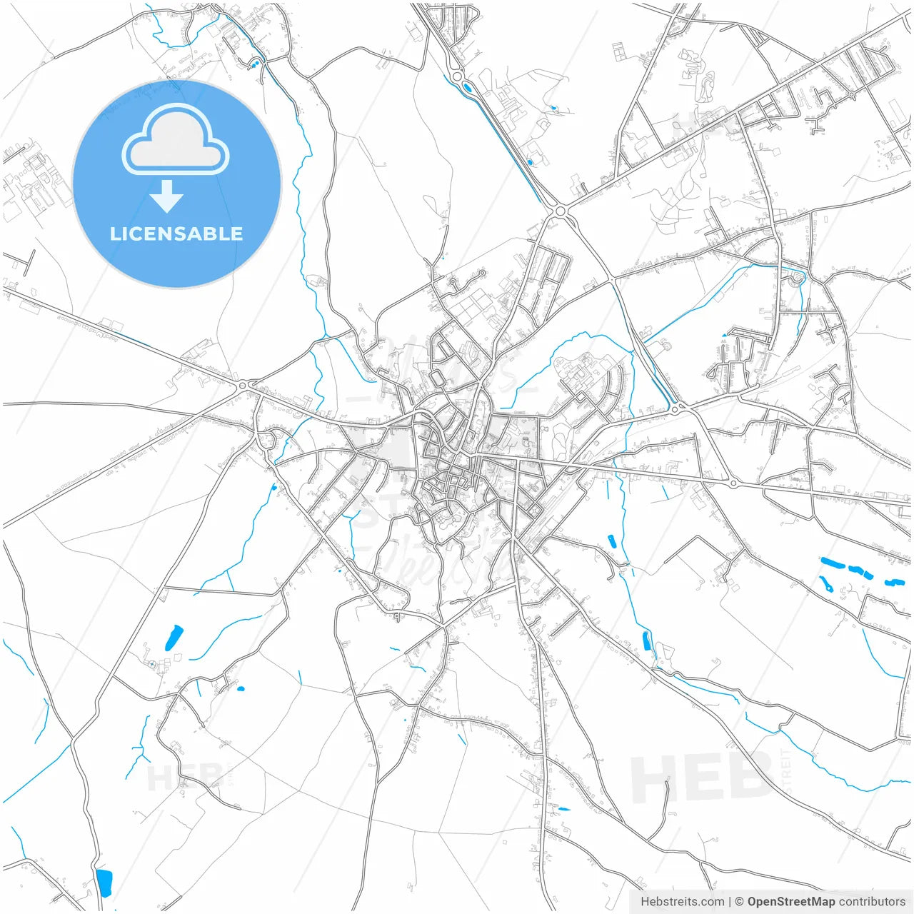 Binche, Hainaut, Belgium, city map with high resolution roads.