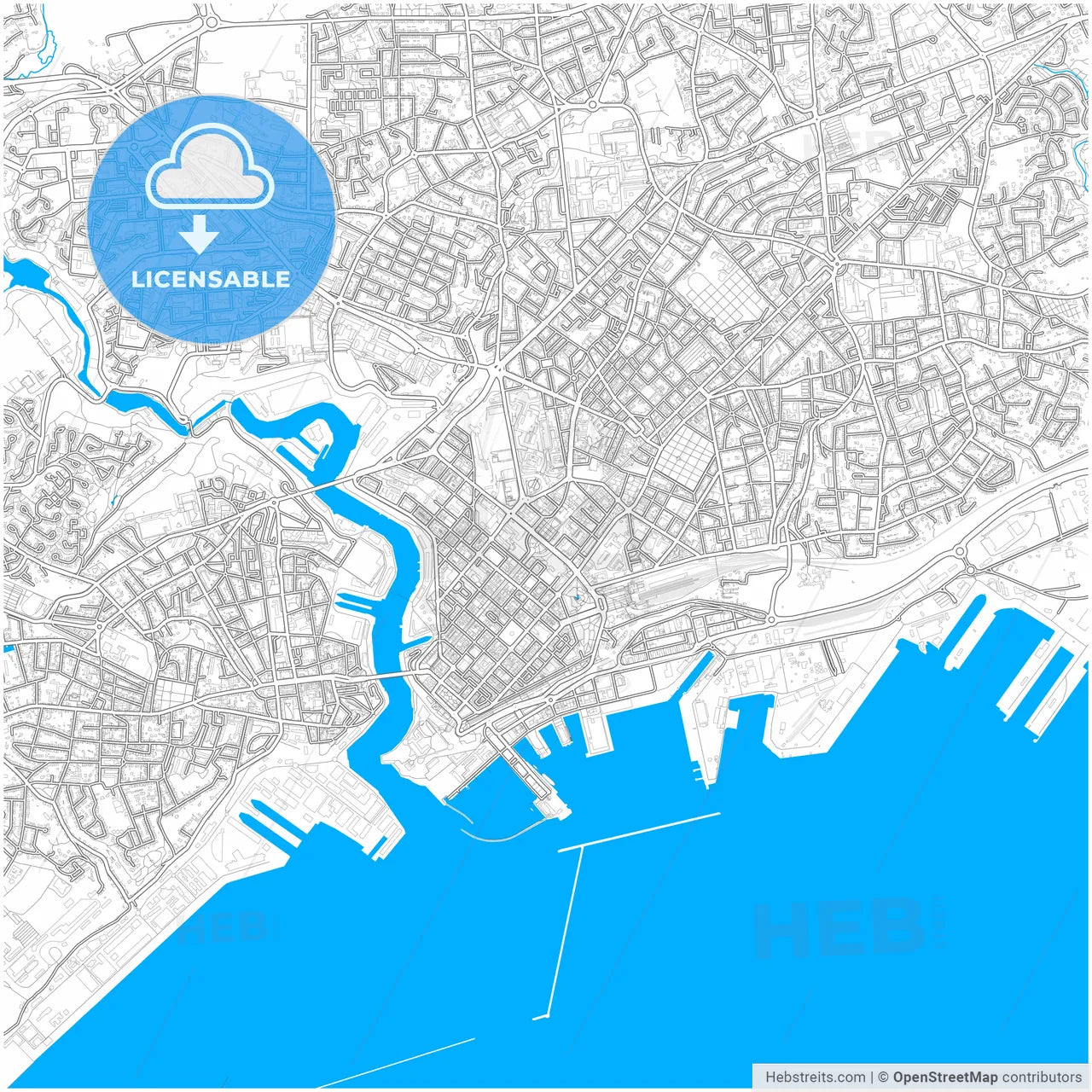Brest, Finistère, France, city map with high resolution roads.