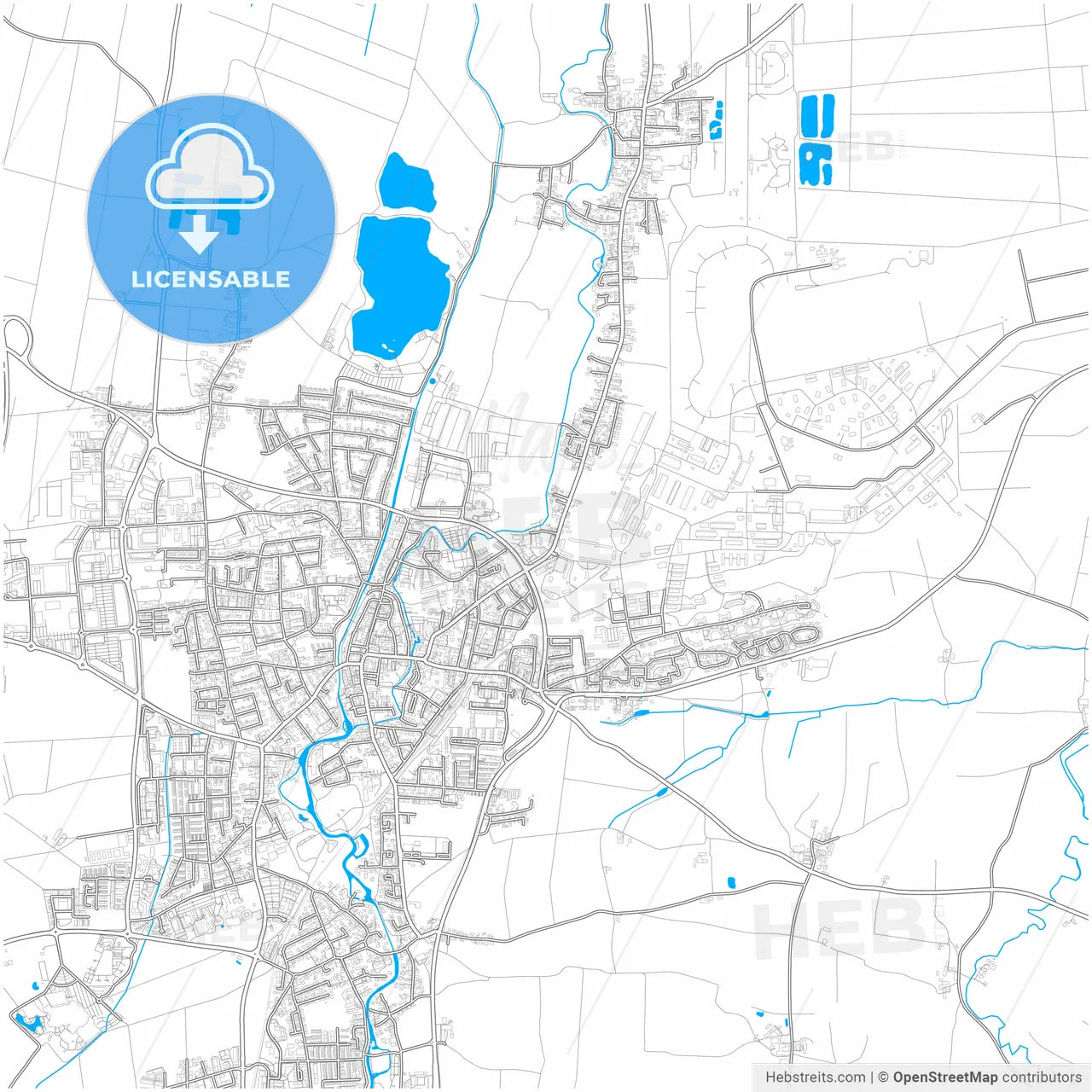 Erding, Bavaria, Germany, city map with high resolution roads.