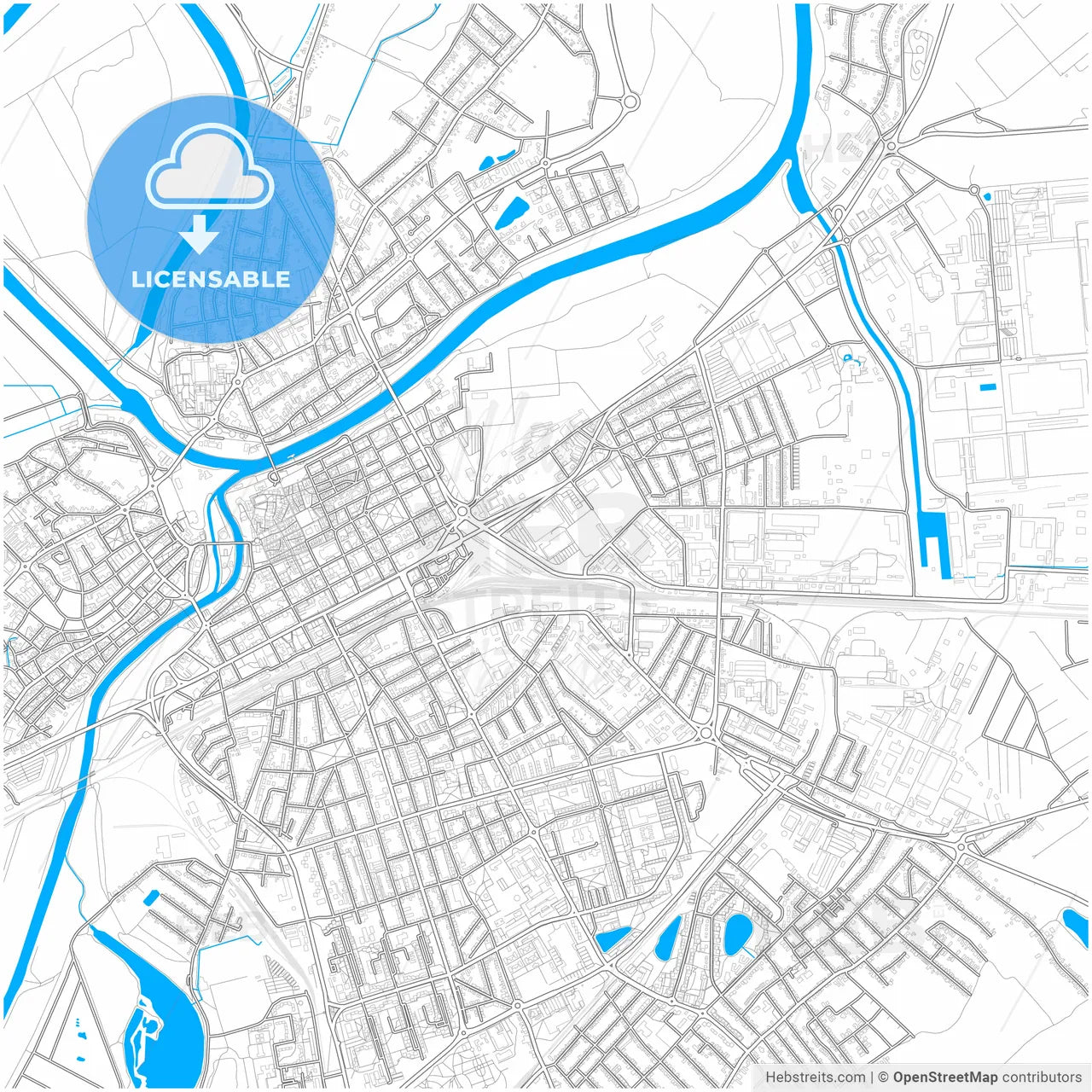 Győr, Győr-Moson-Sopron, Hungary, city map with high resolution roads.