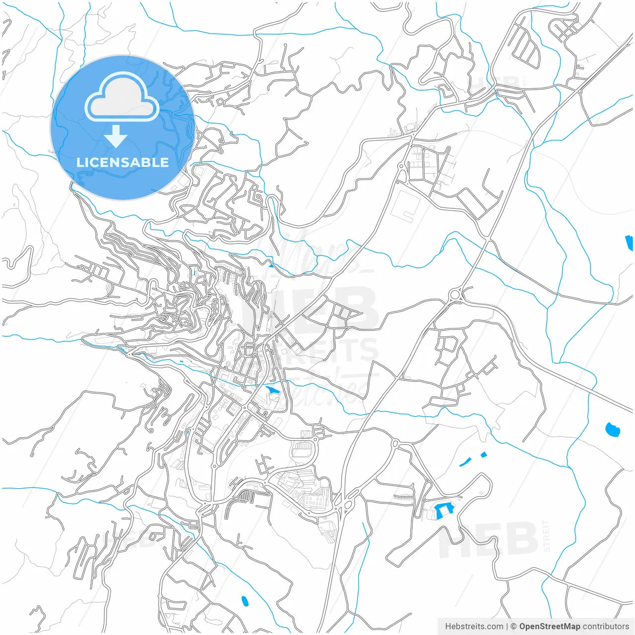 Covilhã, Castelo Branco, Portugal, city map with high resolution roads.
