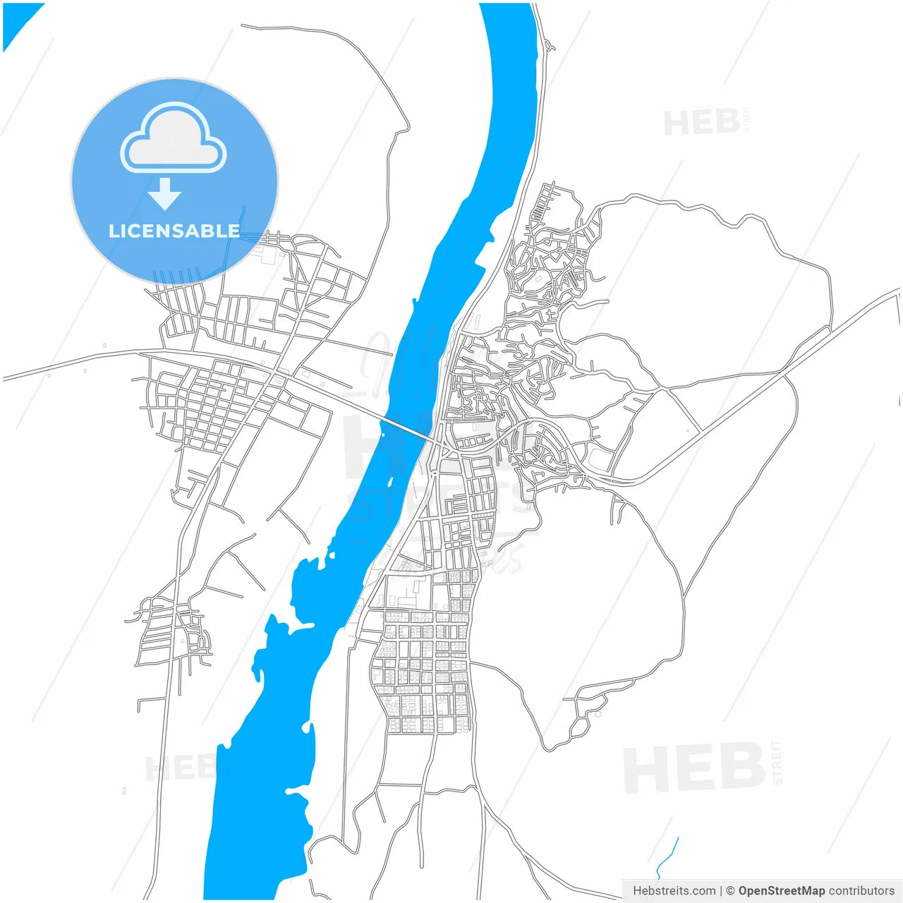 Birecik, Şanlıurfa, Turkey, city map with high resolution roads.