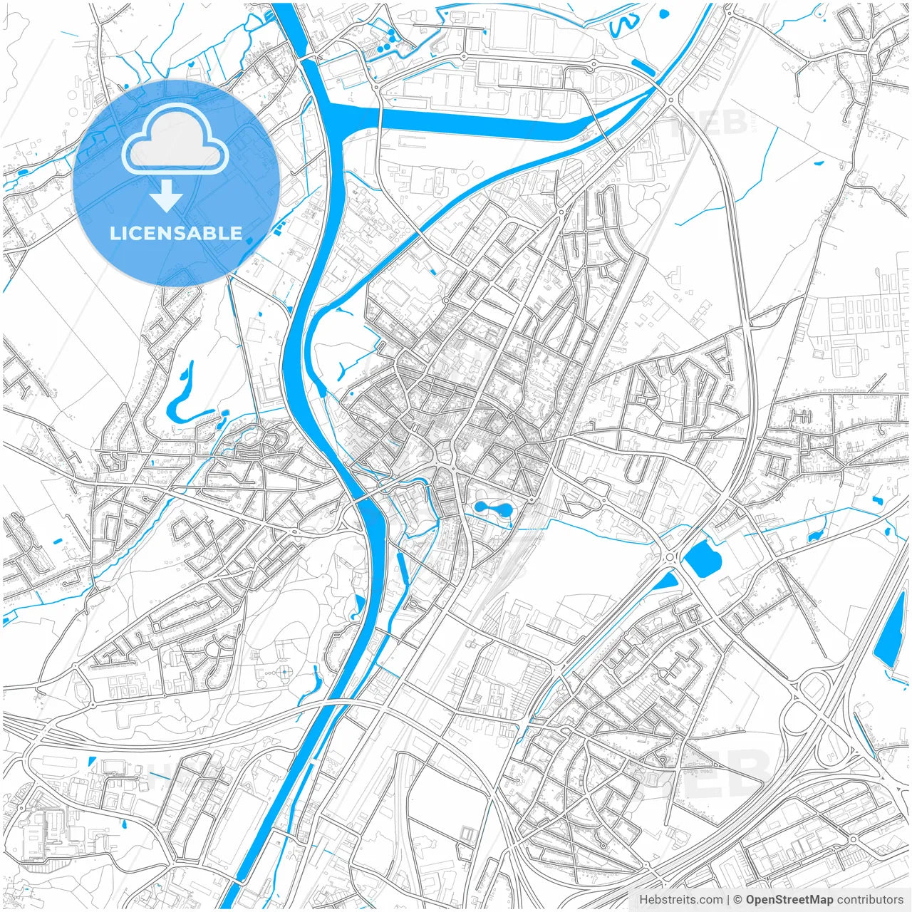 Vilvoorde, Flemish Brabant, Belgium, city map with high resolution roads.