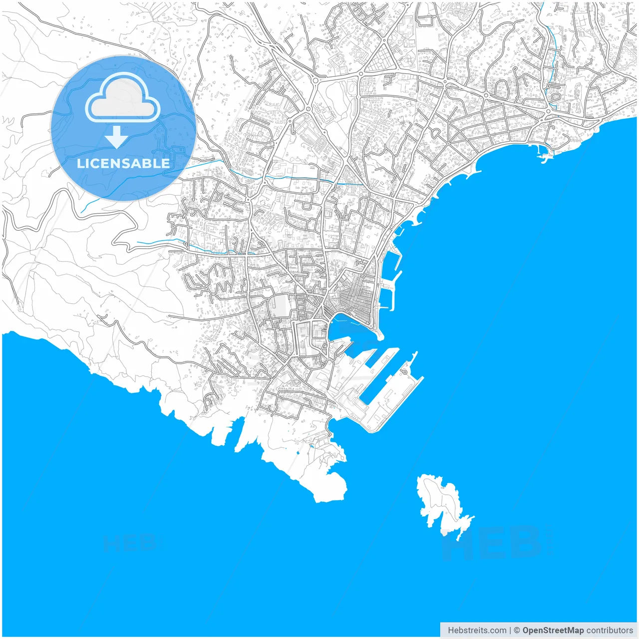 La Ciotat, Bouches-du-Rhône, France, city map with high resolution roads.