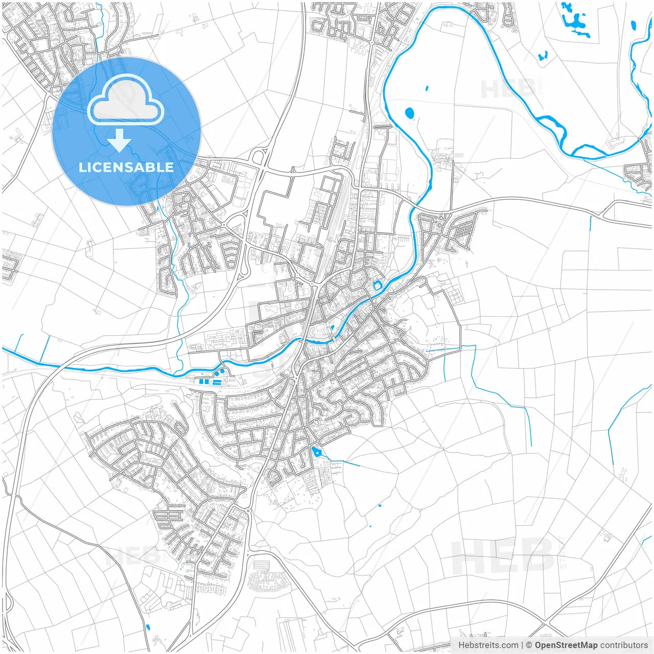 Bad Vilbel, Hesse, Germany, city map with high resolution roads.