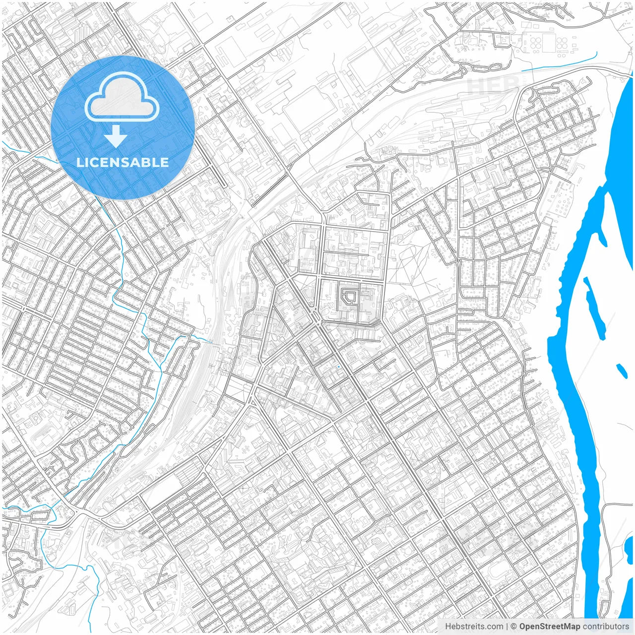 Barnaul, Altai Krai, Russia, city map with high resolution roads.