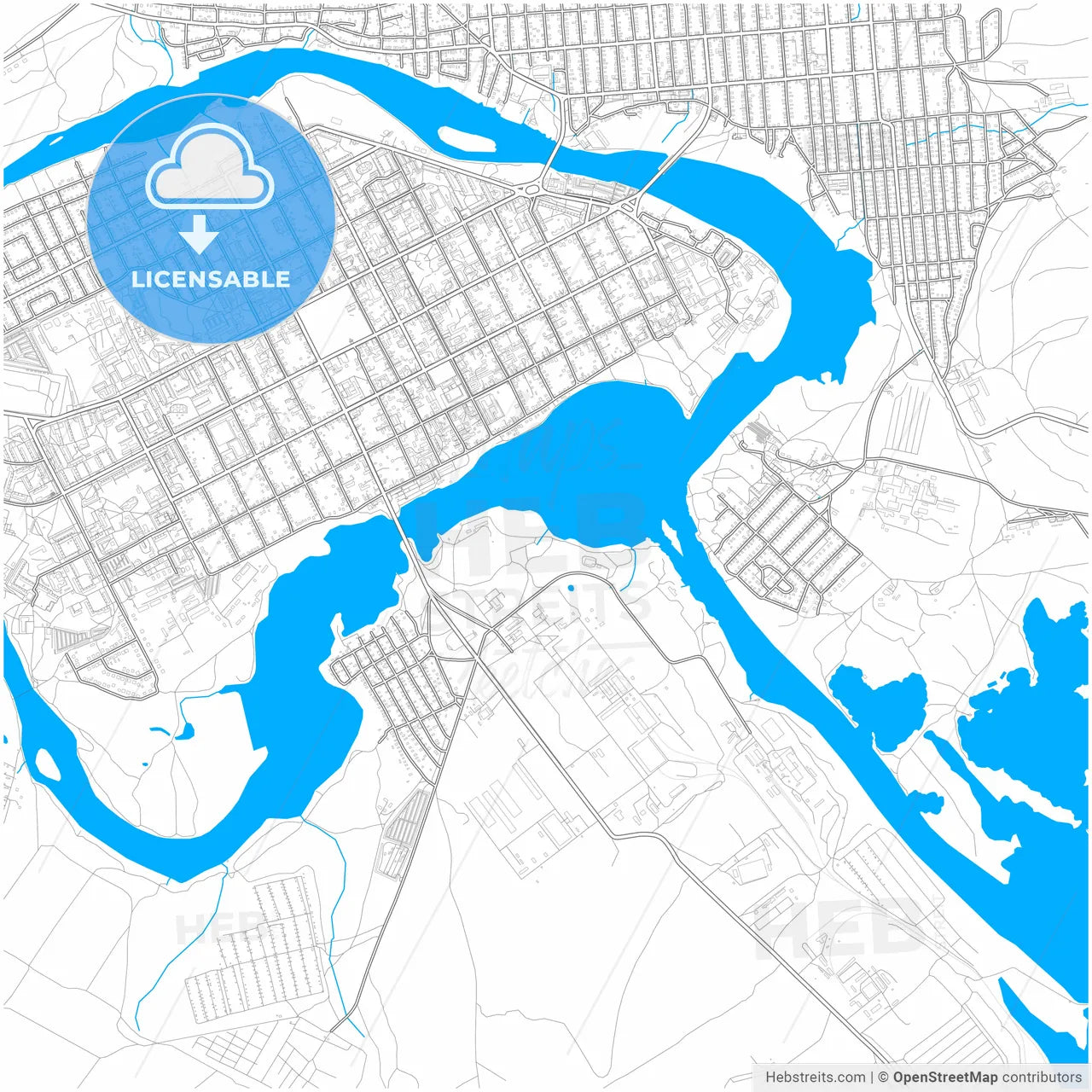 Troitsk, Chelyabinsk Oblast, Russia, city map with high resolution roads.