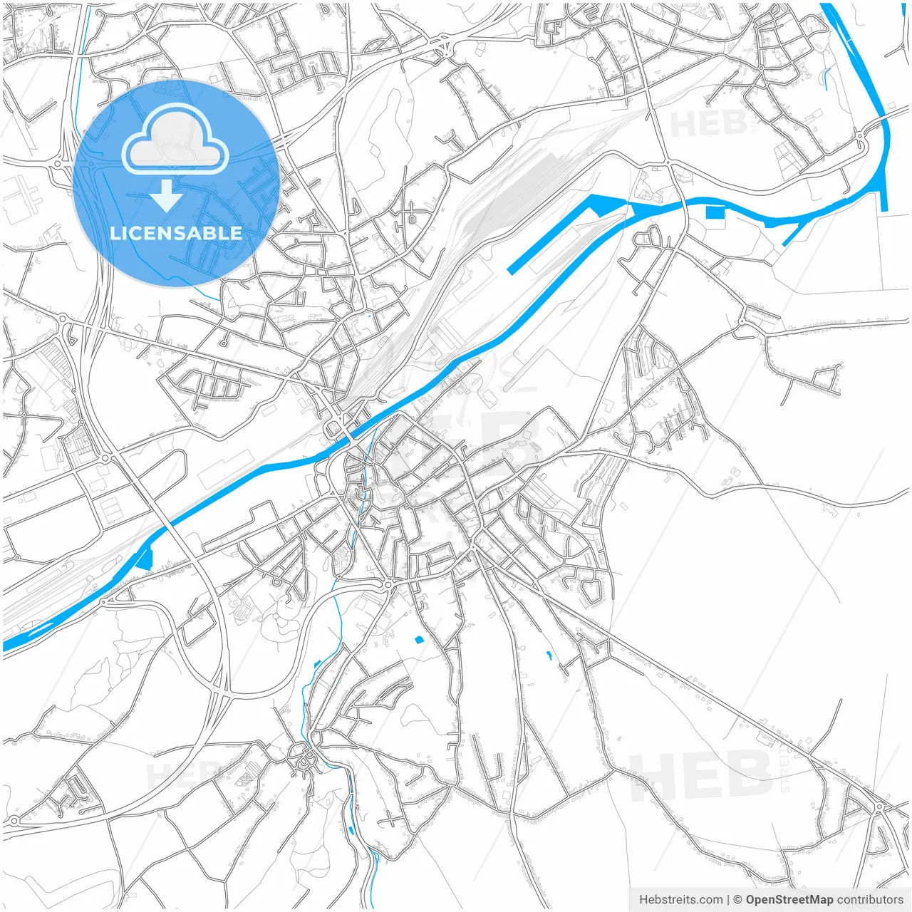 Châtelet, Hainaut, Belgium, city map with high resolution roads.