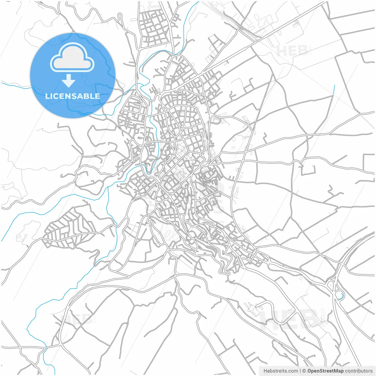 Veria, Central Macedonia, Greece, city map with high resolution roads.
