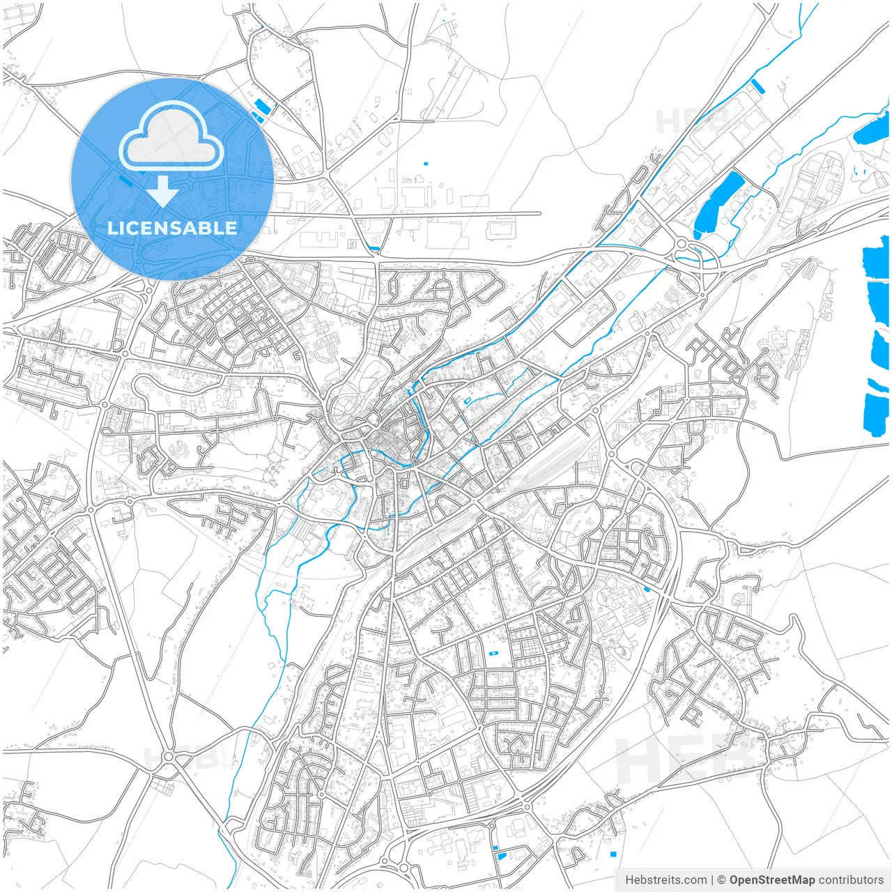 Dreux, Eure-et-Loir, France, city map with high resolution roads.