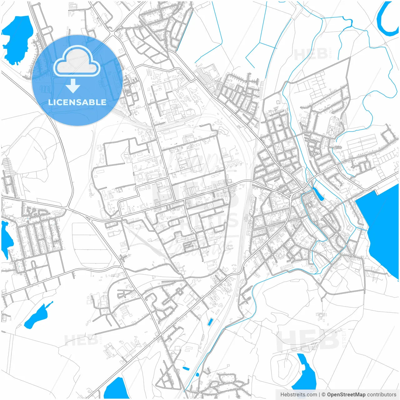 Bitterfeld-Wolfen, Saxony-Anhalt, Germany, city map with high resolution roads.