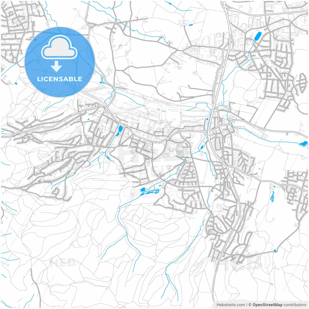 Georgsmarienhutte, Lower Saxony, Germany, city map with high resolution roads.