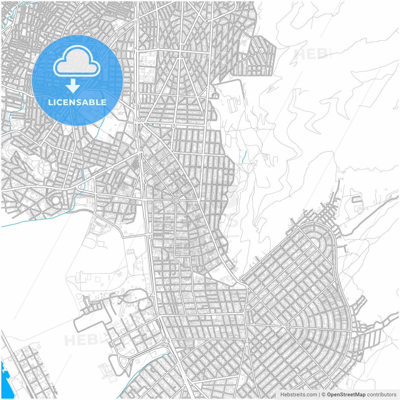 Argyroupoli, Attica, Greece, city map with high resolution roads.