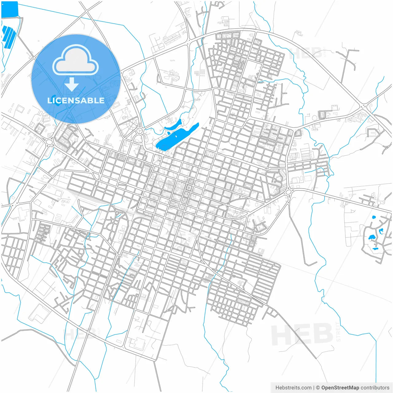 Ciego de Ávila, Ciego de Ávila, Cuba, city map with high resolution roads.