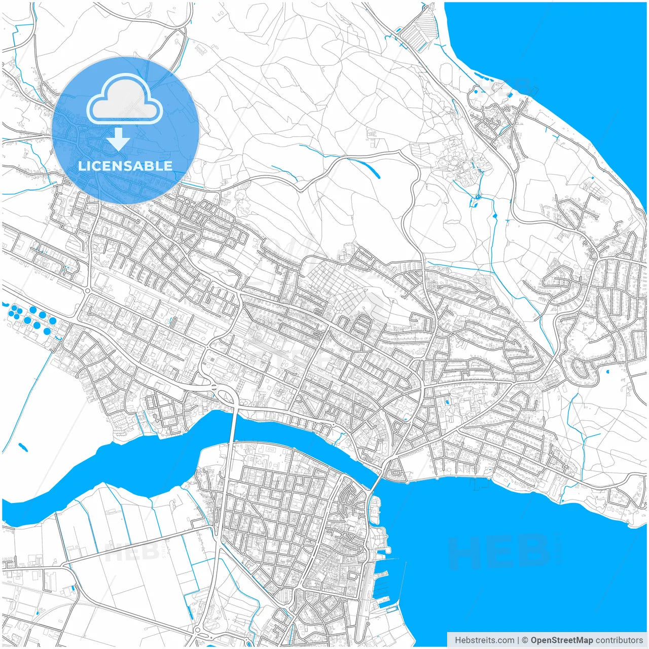 Konstanz, Baden-Wuerttemberg, Germany, city map with high resolution roads.