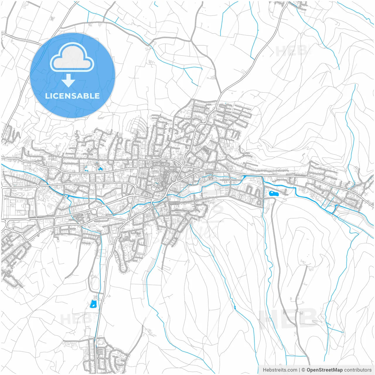 Lahr/Schwarzwald, Baden-Wuerttemberg, Germany, city map with high resolution roads.