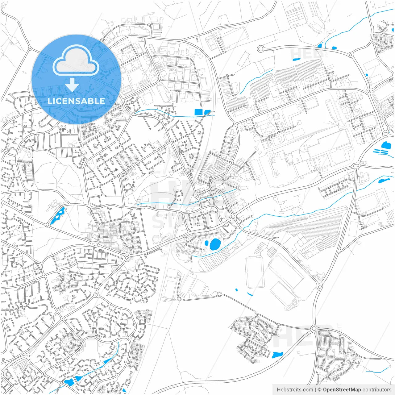 Corby, East Midlands, England, city map with high resolution roads.