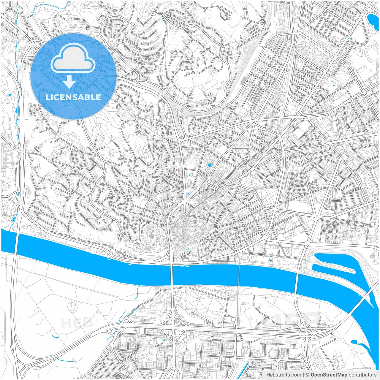 Bratislava, Bratislava Region, Slovakia, city map with high resolution roads.