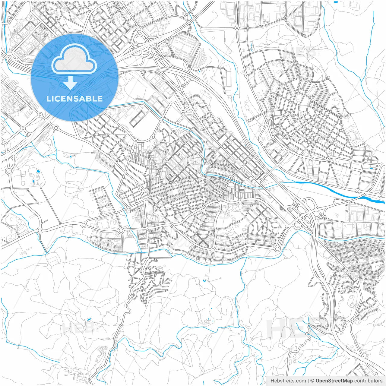 Cerdanyola del Vallès, Barcelona, Spain, city map with high resolution roads.