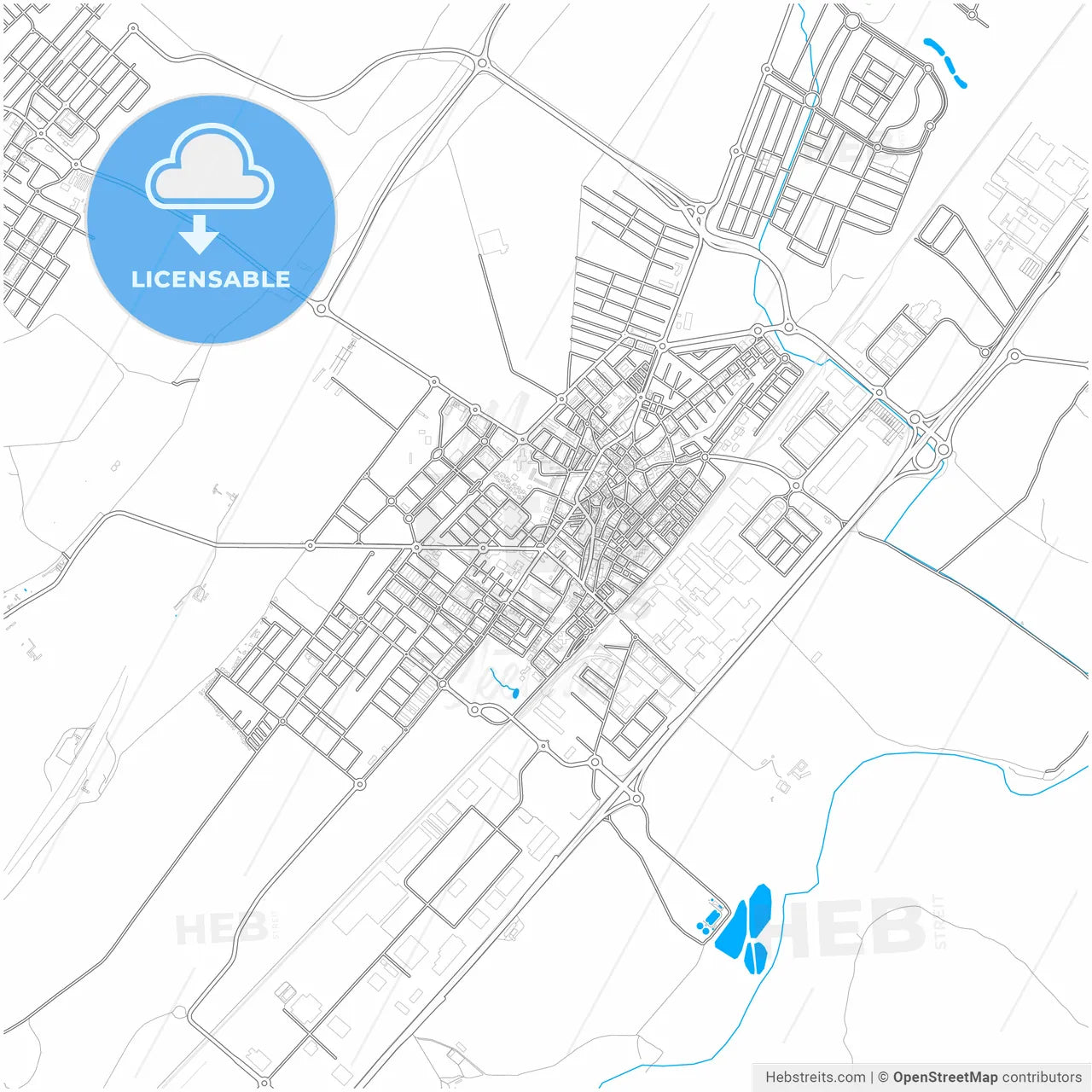 Azuqueca de Henares, Guadalajara, Spain, city map with high resolution roads.