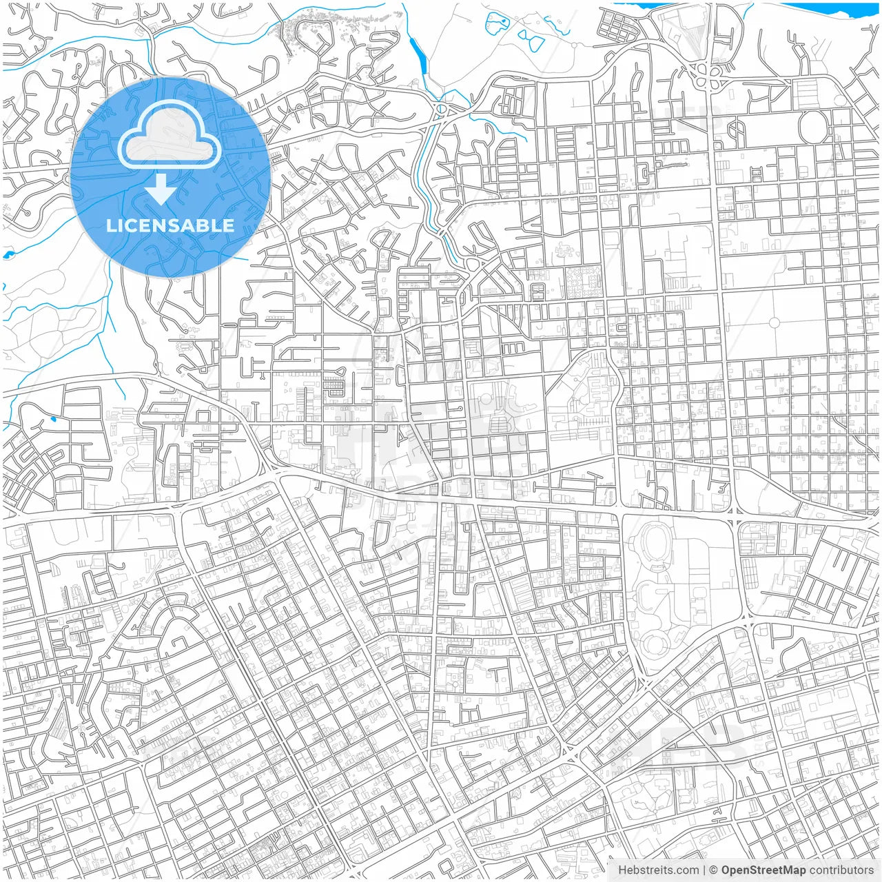 Santo Domingo, Distrito Nacional, Dominican Republic, city map with high resolution roads.