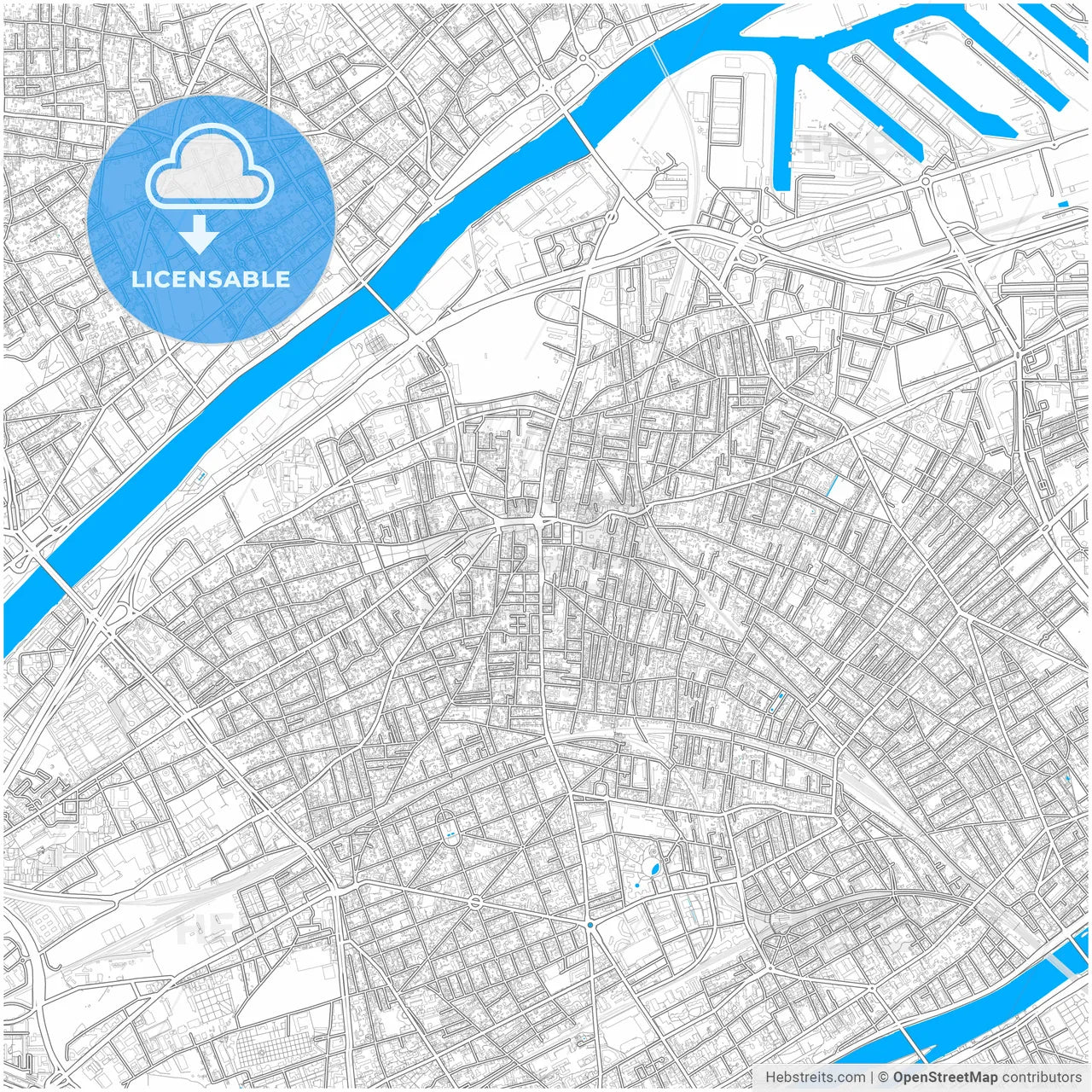 Colombes, Hauts-de-Seine, France, city map with high resolution roads.