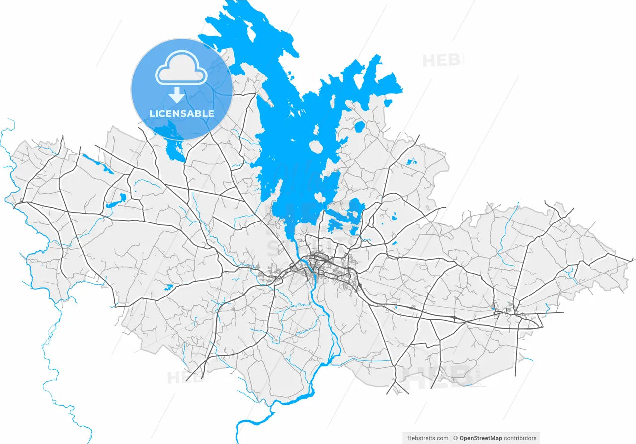 Athlone, County Westmeath & County Roscommon, Ireland, high resolution vector map - Instant download PDF and JPG