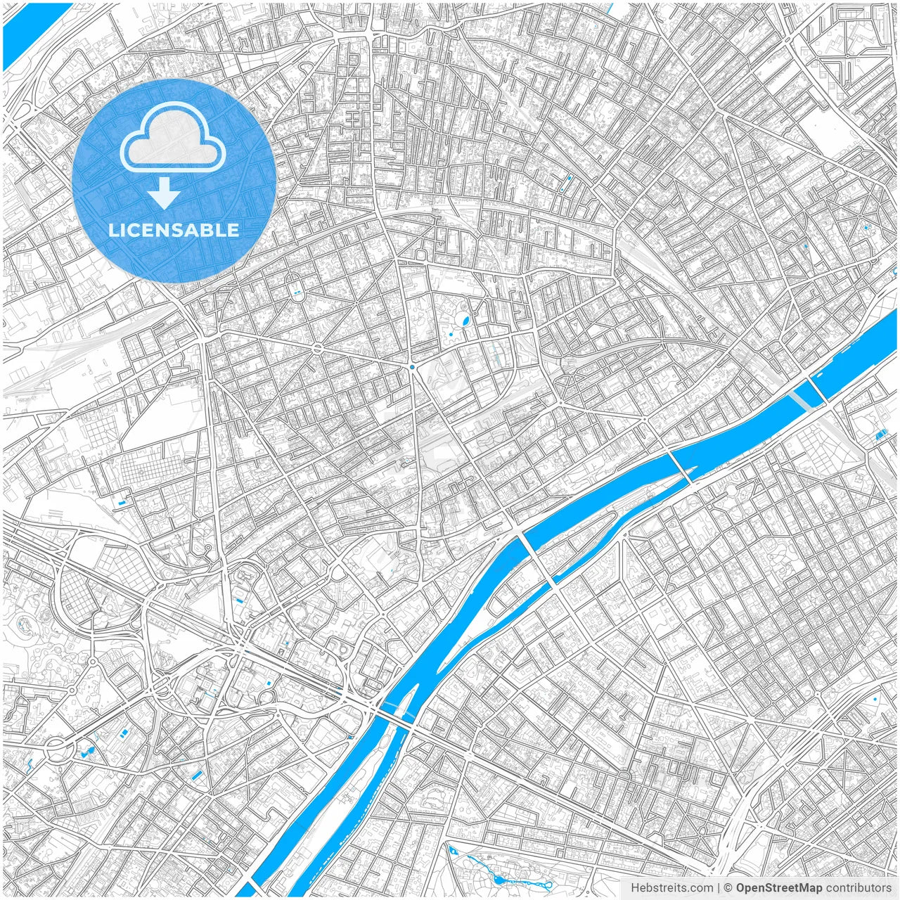 Courbevoie, Hauts-de-Seine, France, city map with high resolution roads.