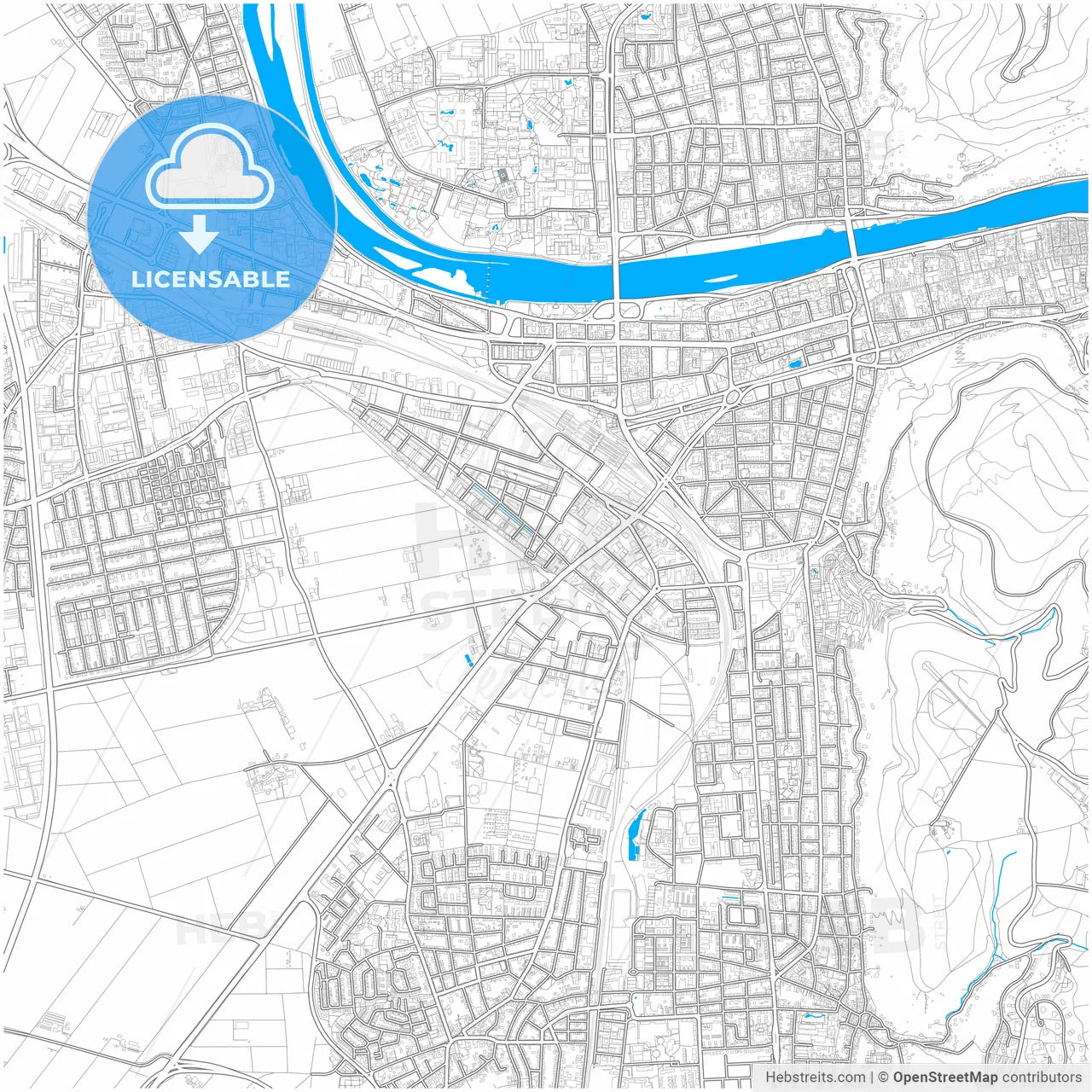 Heidelberg, Baden-Wuerttemberg, Germany, city map with high resolution roads.