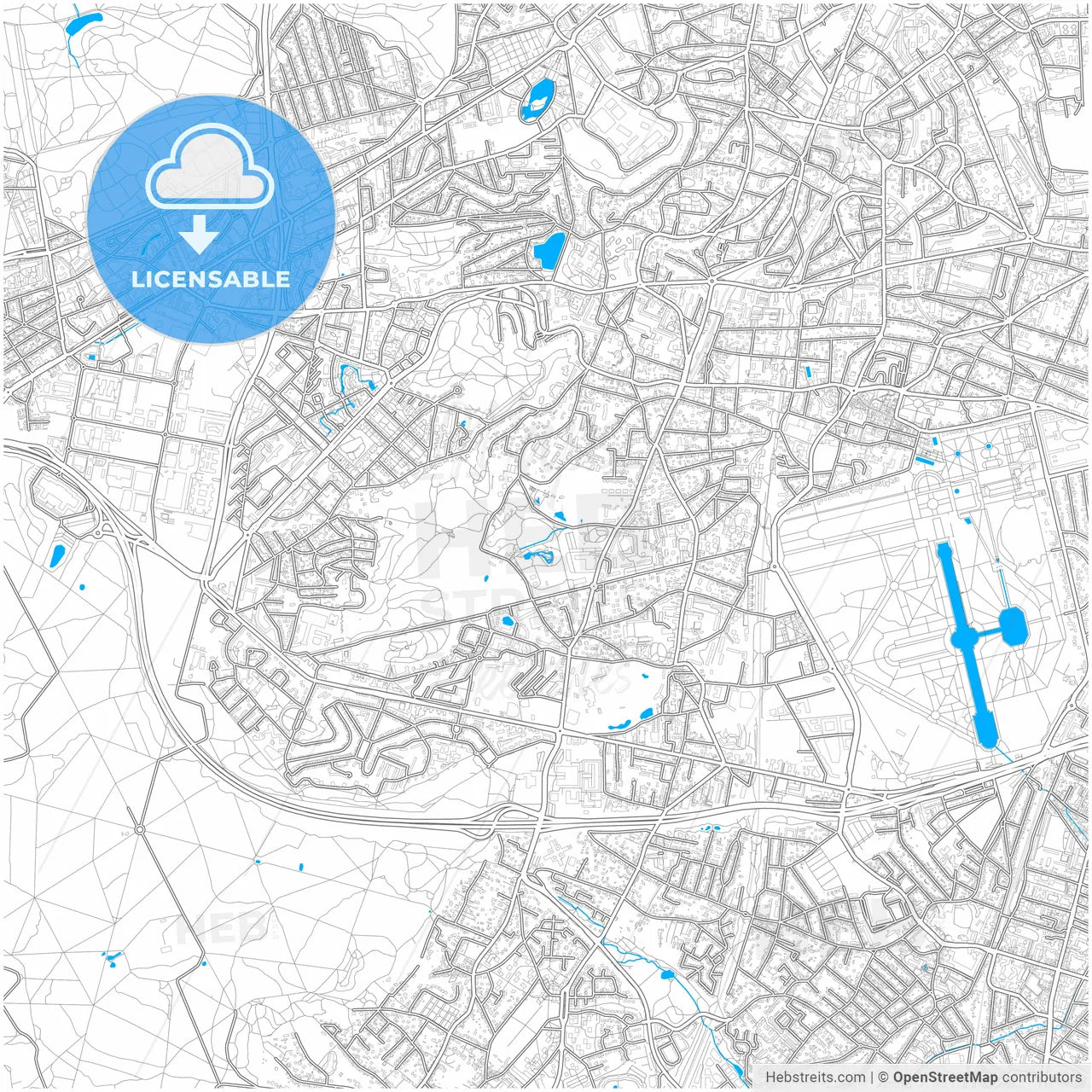 Châtenay-Malabry, Hauts-de-Seine, France, city map with high resolution roads.