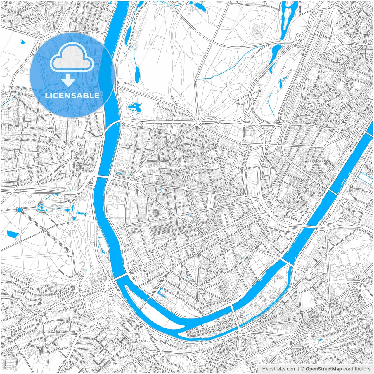 Boulogne-Billancourt, Hauts-de-Seine, France, city map with high resolution roads.