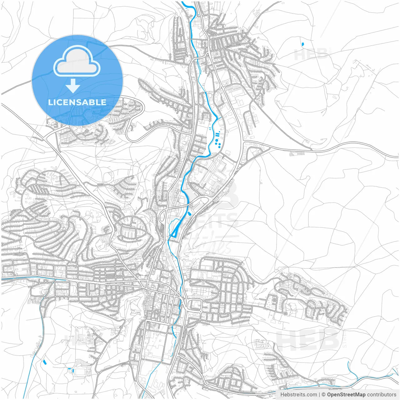 Heidenheim an der Brenz, Baden-Wuerttemberg, Germany, city map with high resolution roads.