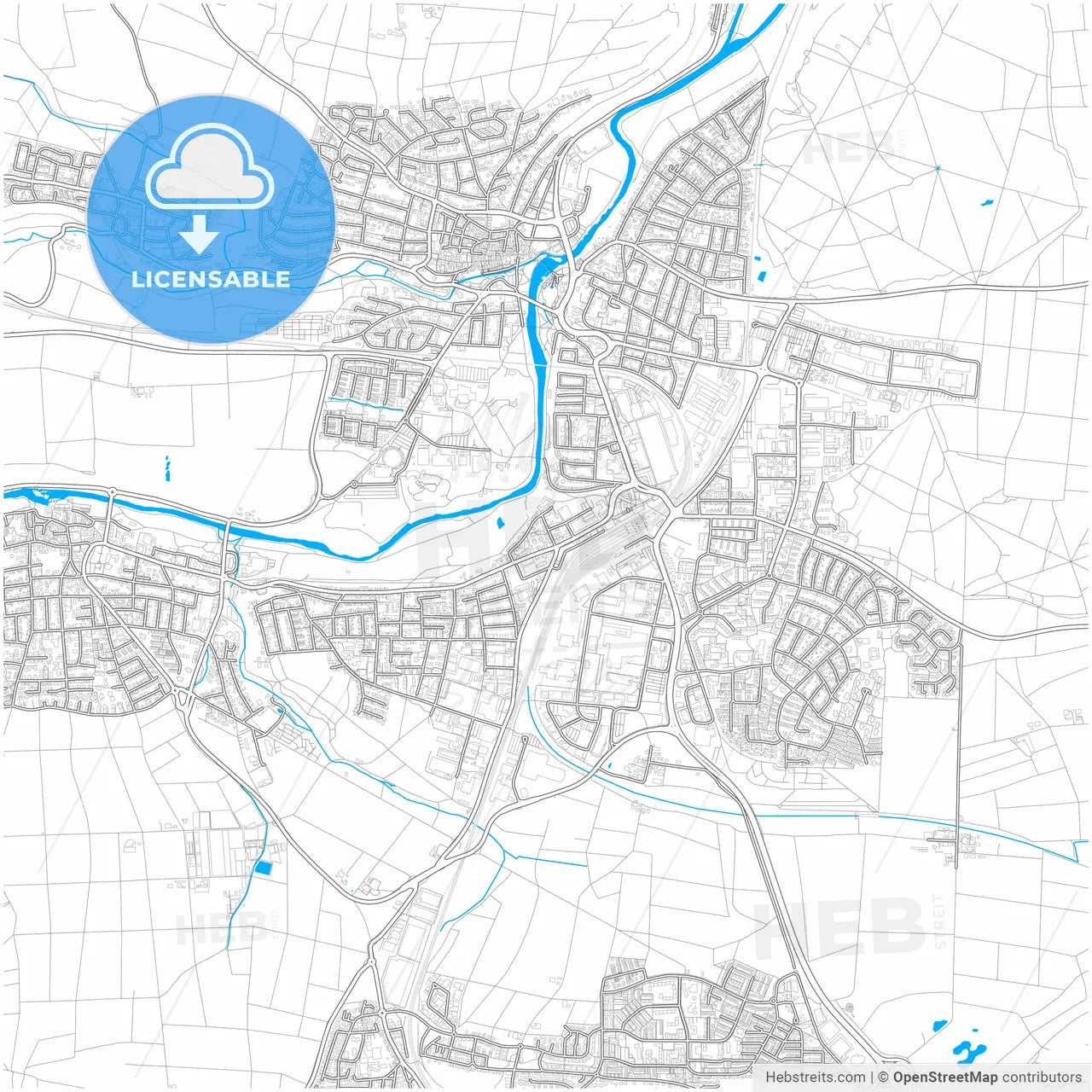 Bietigheim-Bissingen, Baden-Wuerttemberg, Germany, city map with high resolution roads.