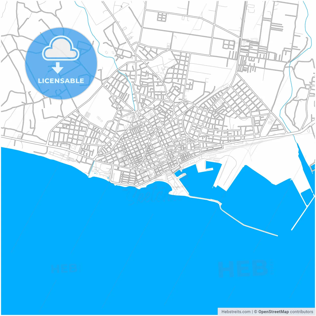 Alexandroupoli, Eastern Macedonia and Thrace, Greece, city map with high resolution roads.