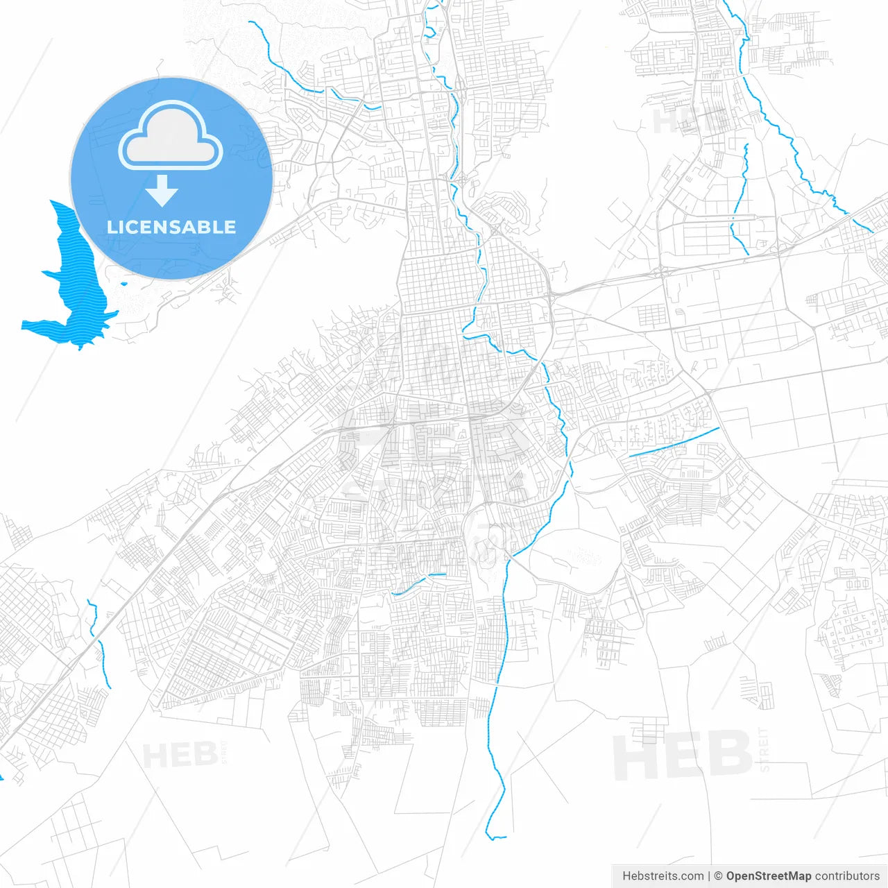 Valencia, Venezuela PDF vector map with water in focus