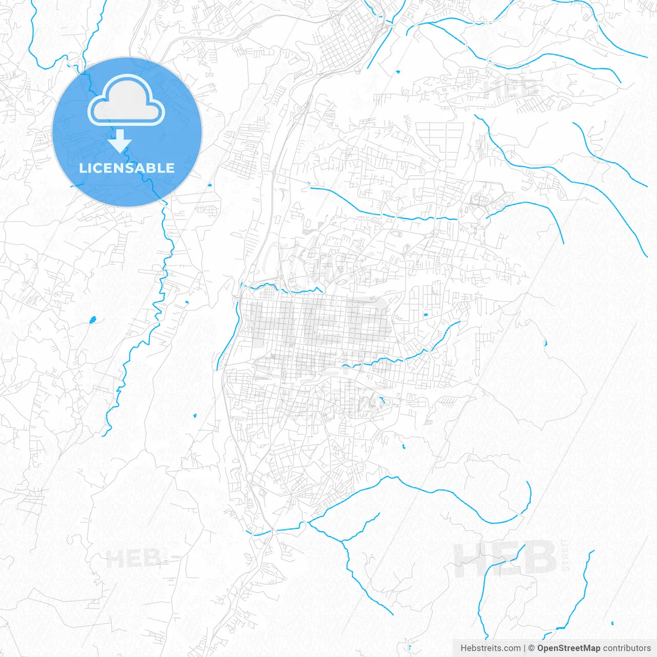 San Cristobal, Venezuela PDF vector map with water in focus