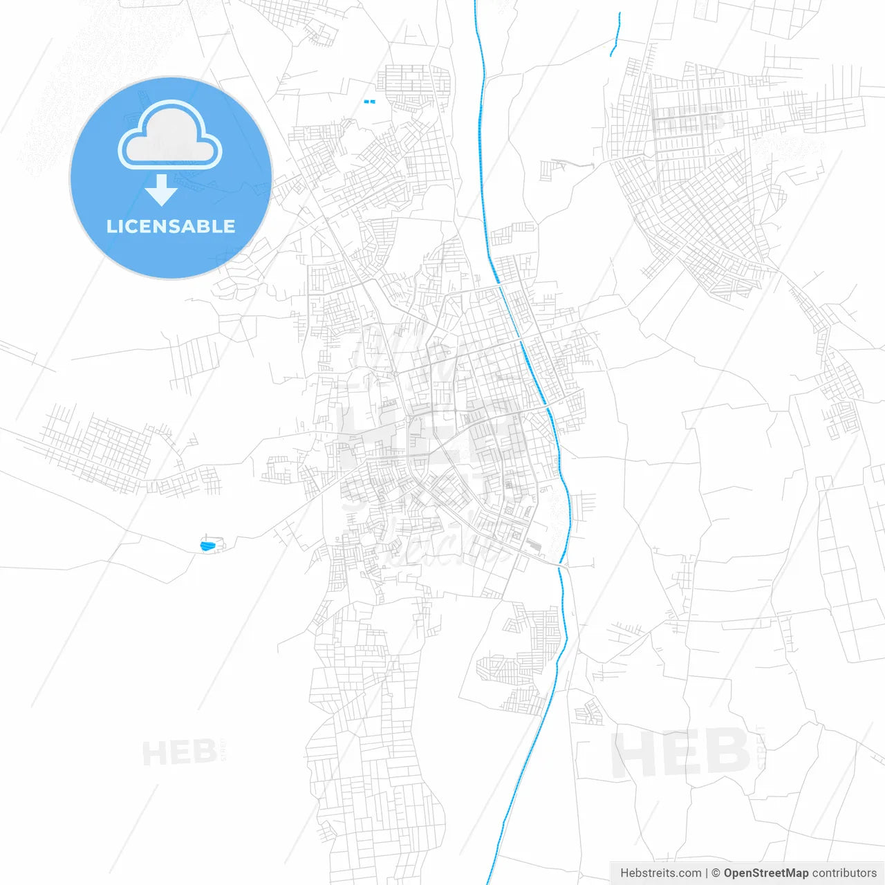 Ica, Peru PDF vector map with water in focus