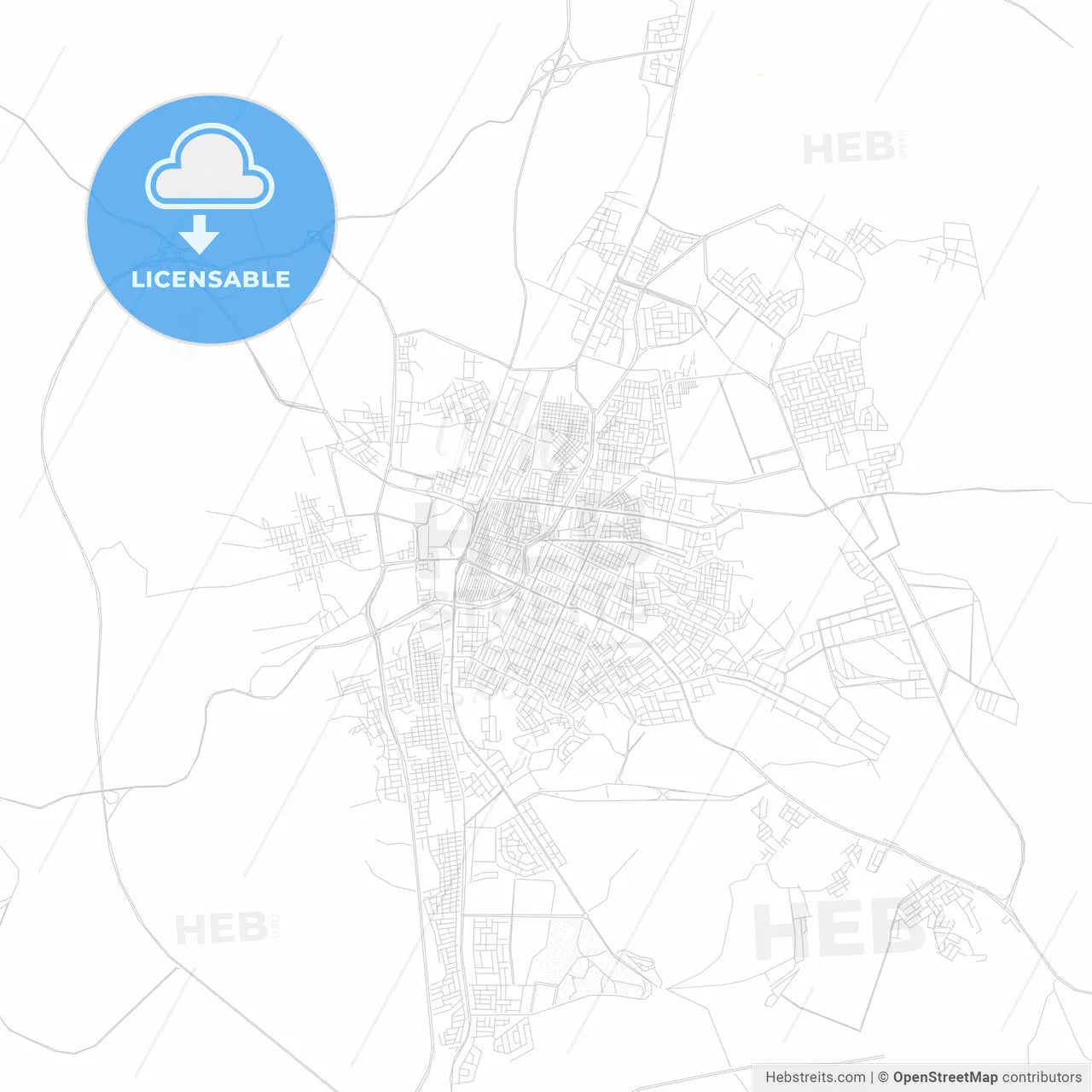 Taif, Saudi Arabia PDF vector map with water in focus