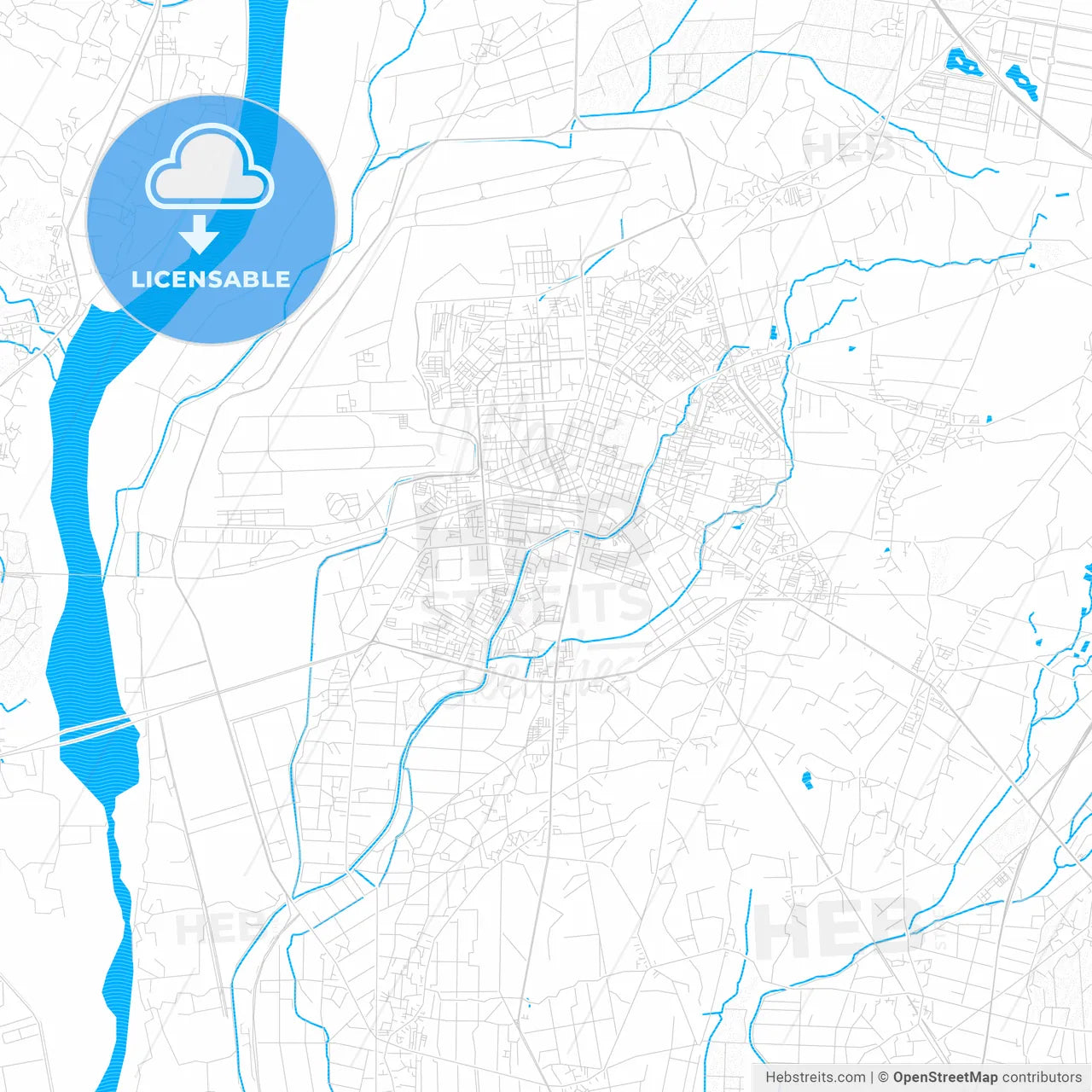 Pingtung, Taiwan PDF vector map with water in focus