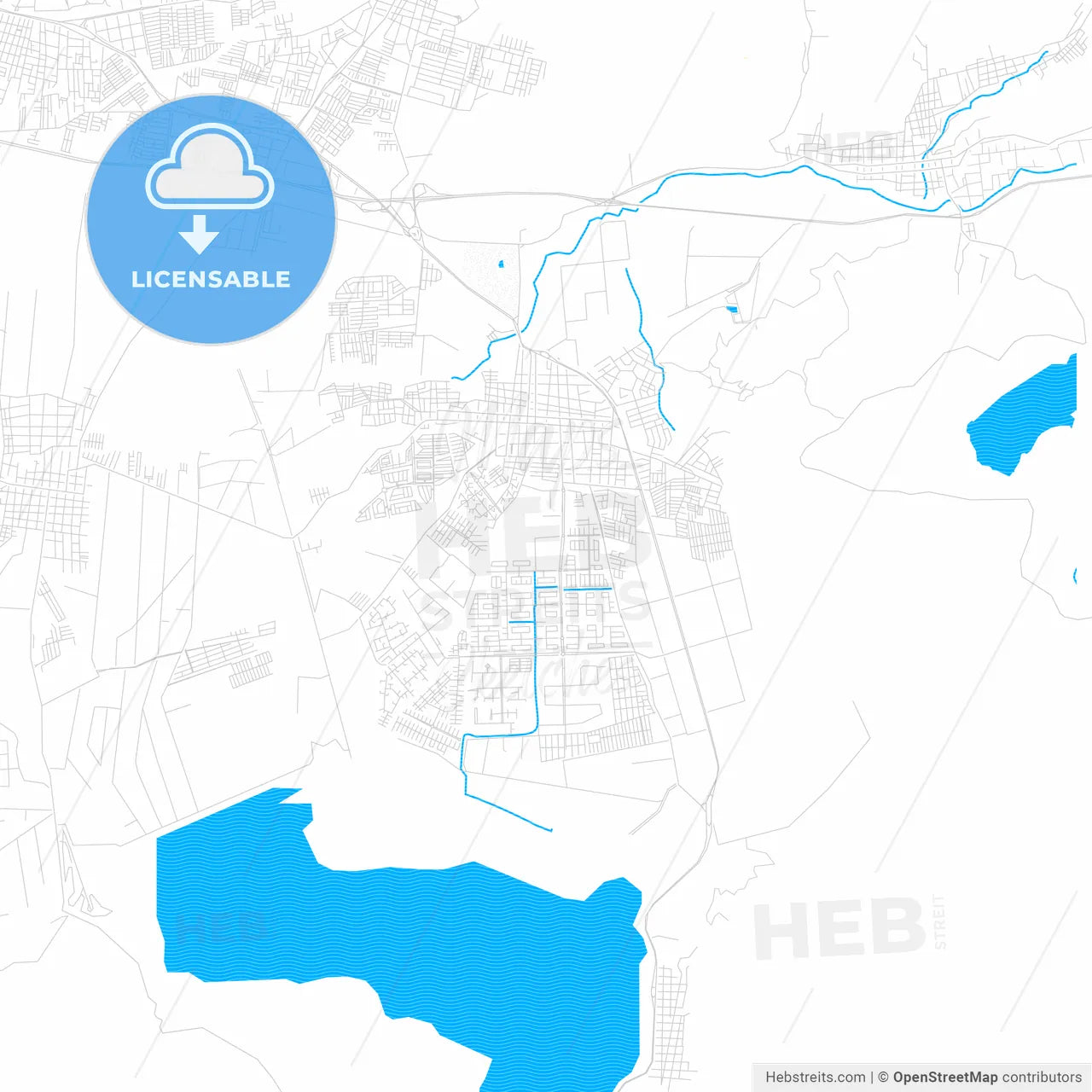 Cagua, Venezuela PDF vector map with water in focus