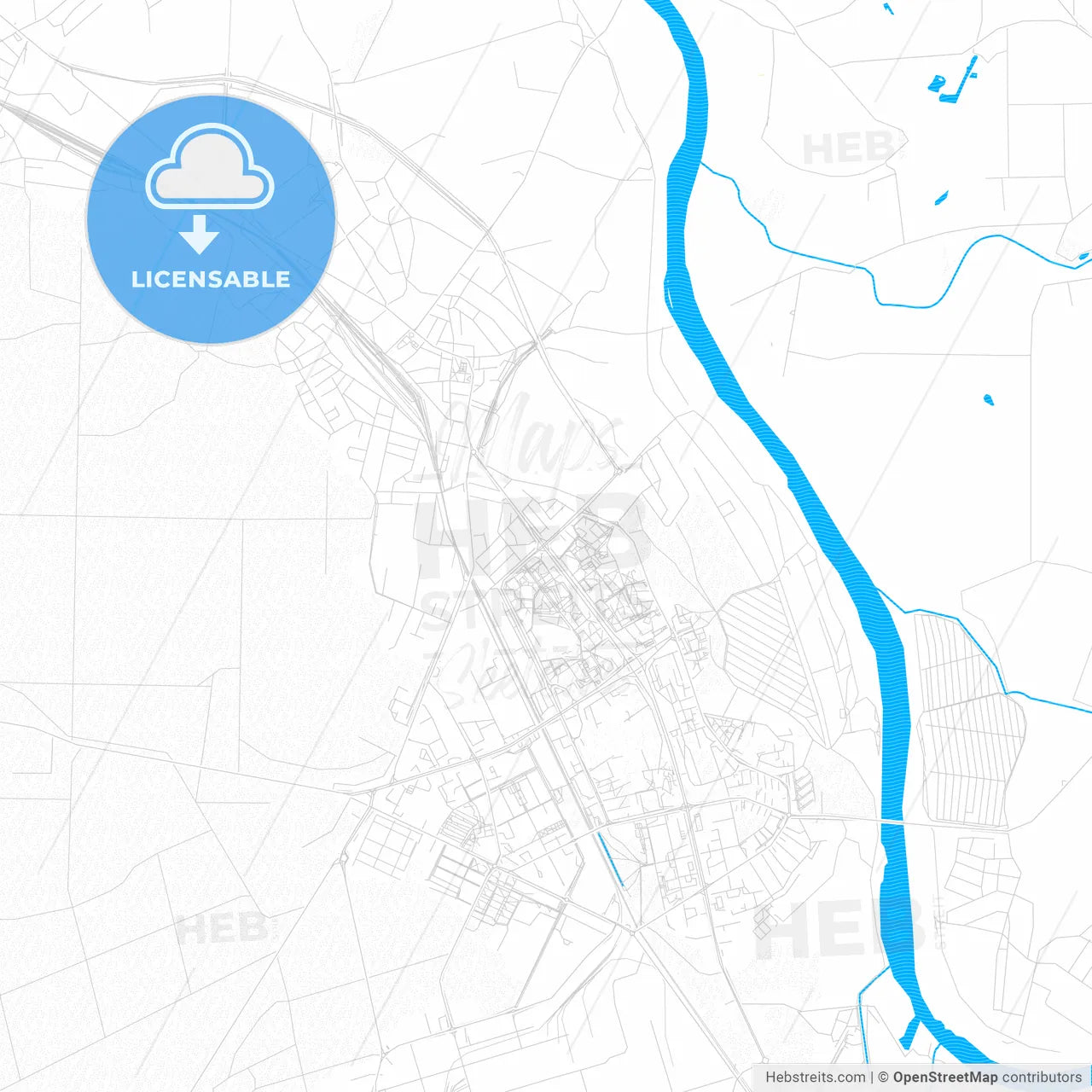 Stalowa Wola, Poland PDF vector map with water in focus